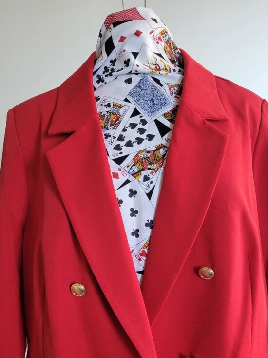 Nanette Lepore Jackets & Blazers - Nanette Lepore Red Double-Breasted Blazer w/Decorative Buttons Cuffs (Size: 12)